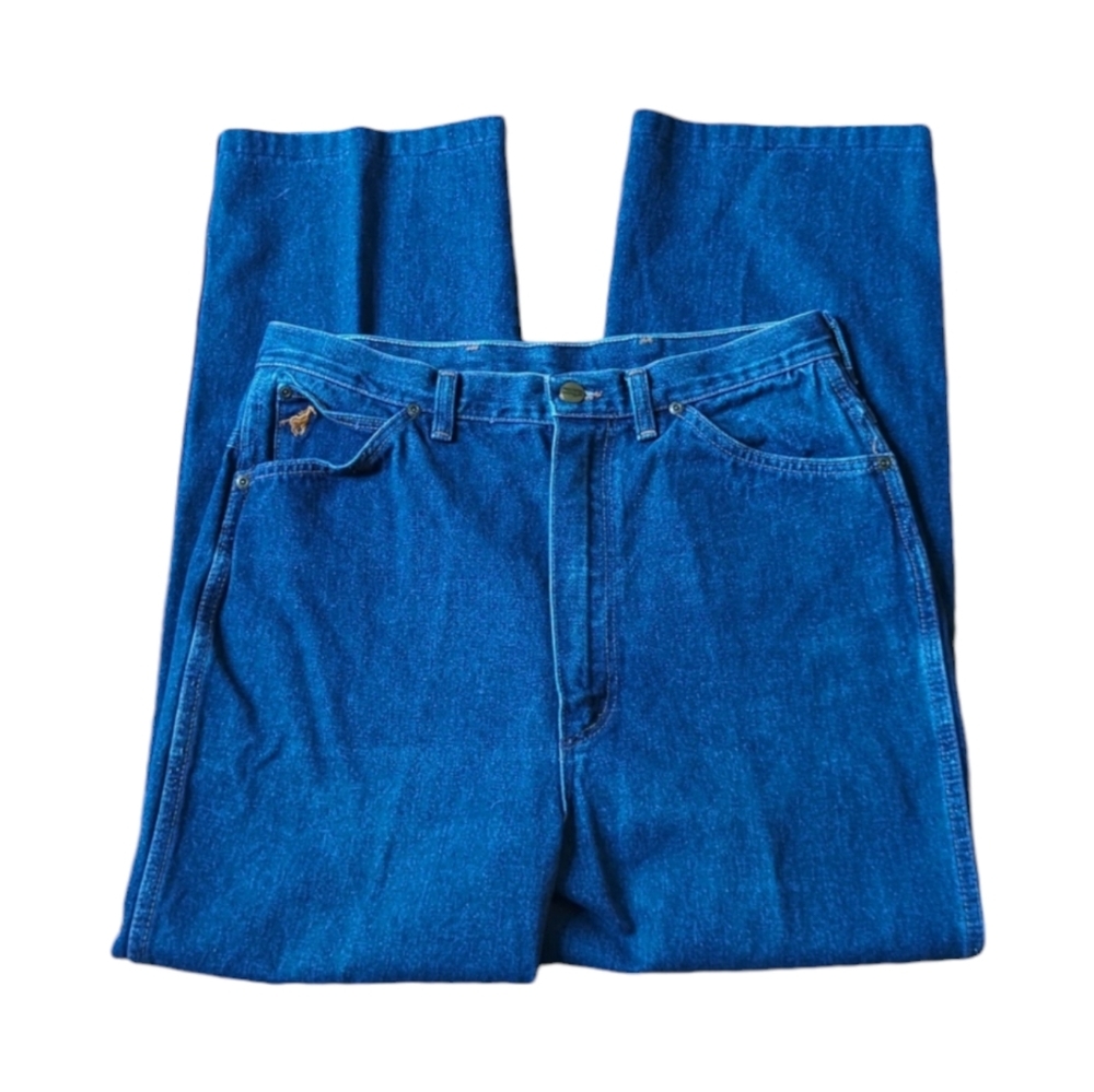 Vintage Wrangler Horse Logo Dark Wash High Rise Retro Denim Size 32